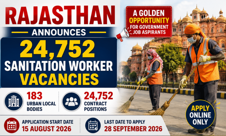 राजस्थान में 24,752 सफाई कर्मचारी पदों पर निकली बंपर भर्ती, युवाओं के लिए सुनहरा अवसर