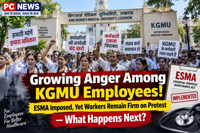 “KGMU में बढ़ा कर्मचारियों का आक्रोश! ESMA लागू, फिर भी प्रदर्शन पर अड़े कर्मचारी—अब आगे क्या?”   english me bana do